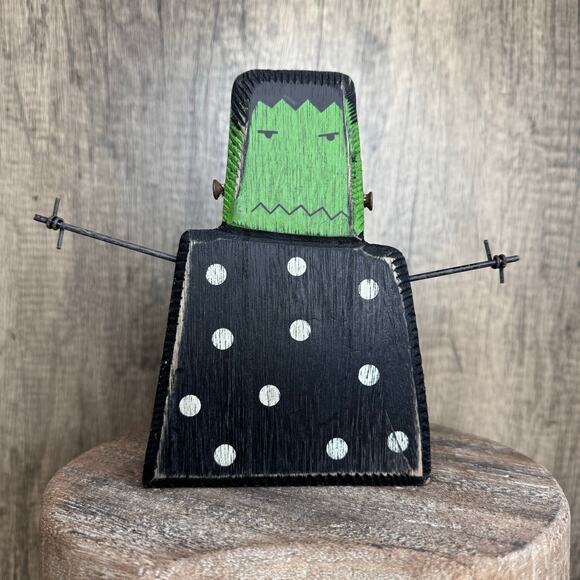 Rustic Halloween Home Decor Sitter Wood Frankenstein Fall Monster FAST SHIP NEW - Picture 1 of 9